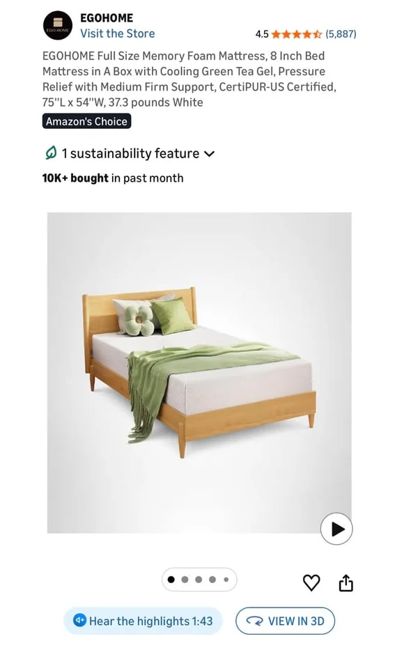 Amazon Home & Kitchen product with View in 3D