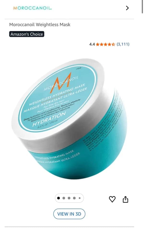 Amazon Beauty listing with View in 3D