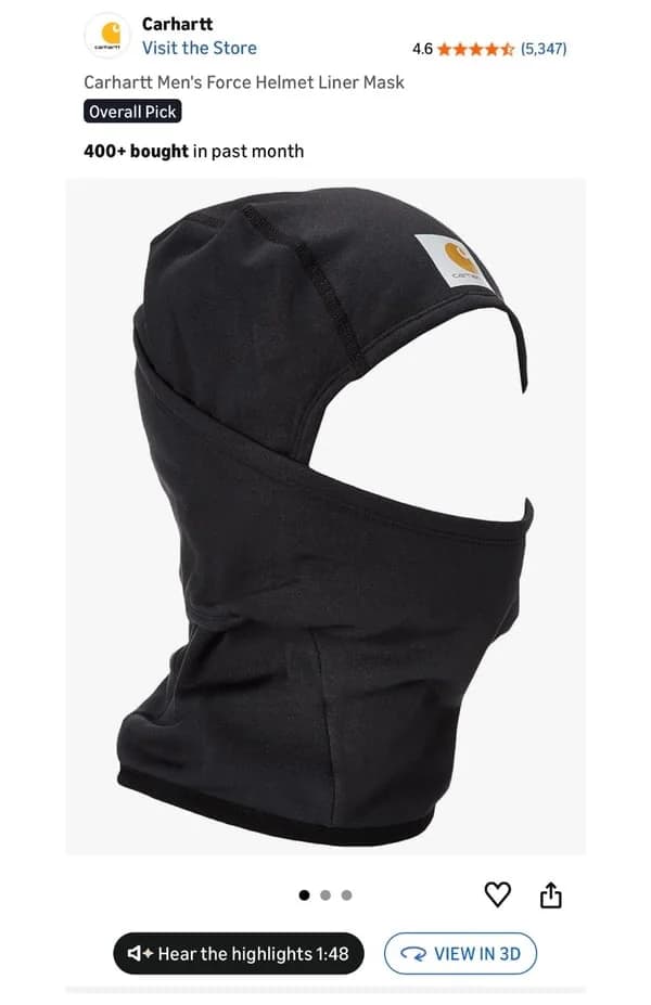 Amazon Fashion listing with View in 3D