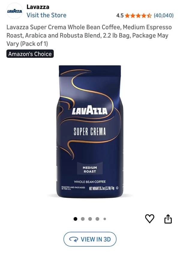 Amazon Grocery listing with View in 3D